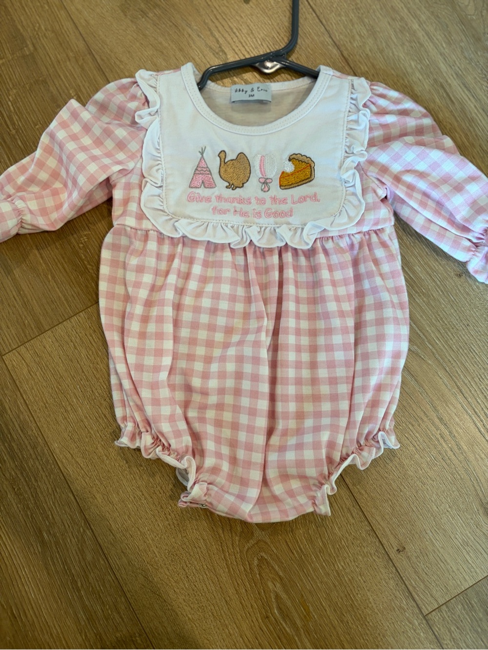 Pink Gingham Ruffle Bib Baby One-Piece Bodysuit - Unbranded
